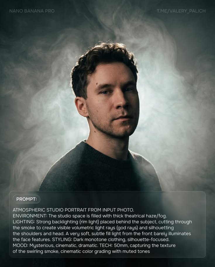 Best Cinematic Smoke Portrait AI Prompt (Free) – Create Hollywood Studio Photos with ChatGPT & Gemini